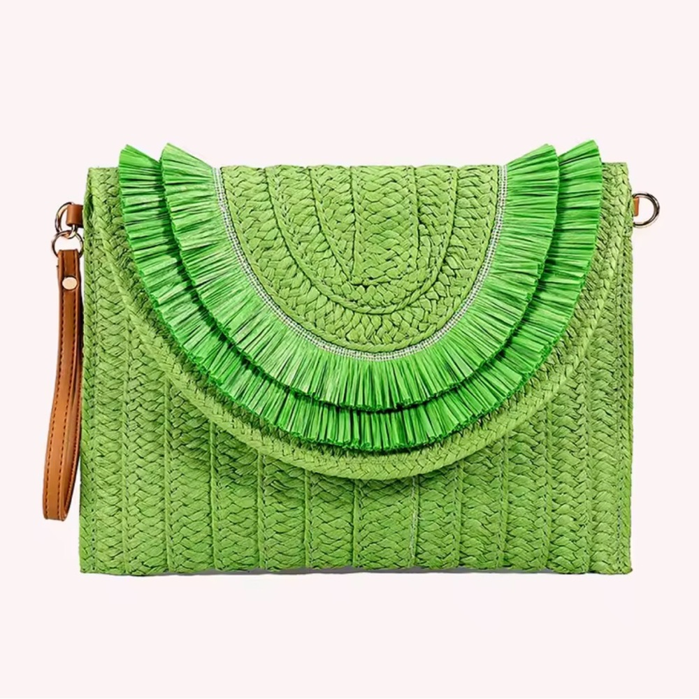 Green Woven Clutch Bag